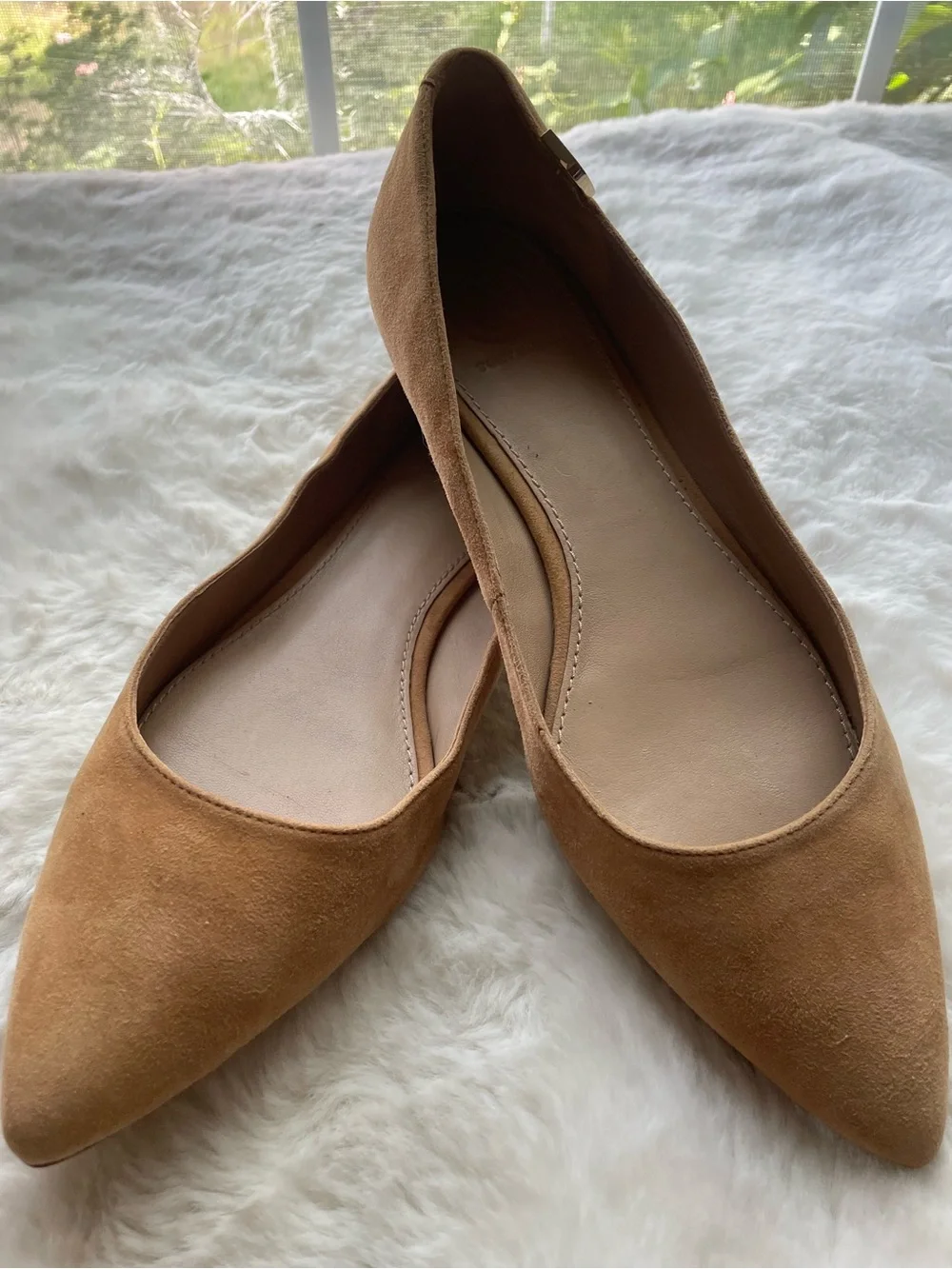 Tory Burch Tan Suede Logo Ballet Flat